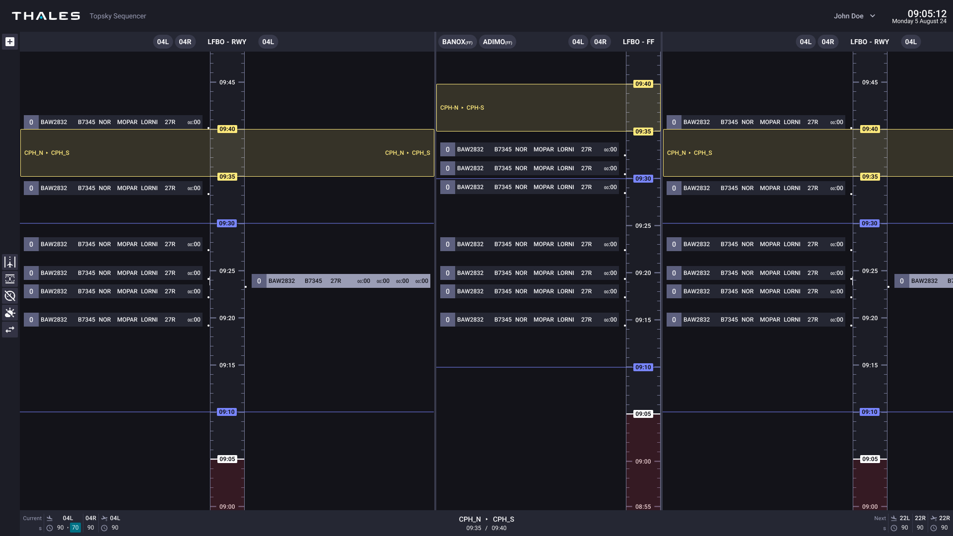 Timeline avec zones jaunes et bleues